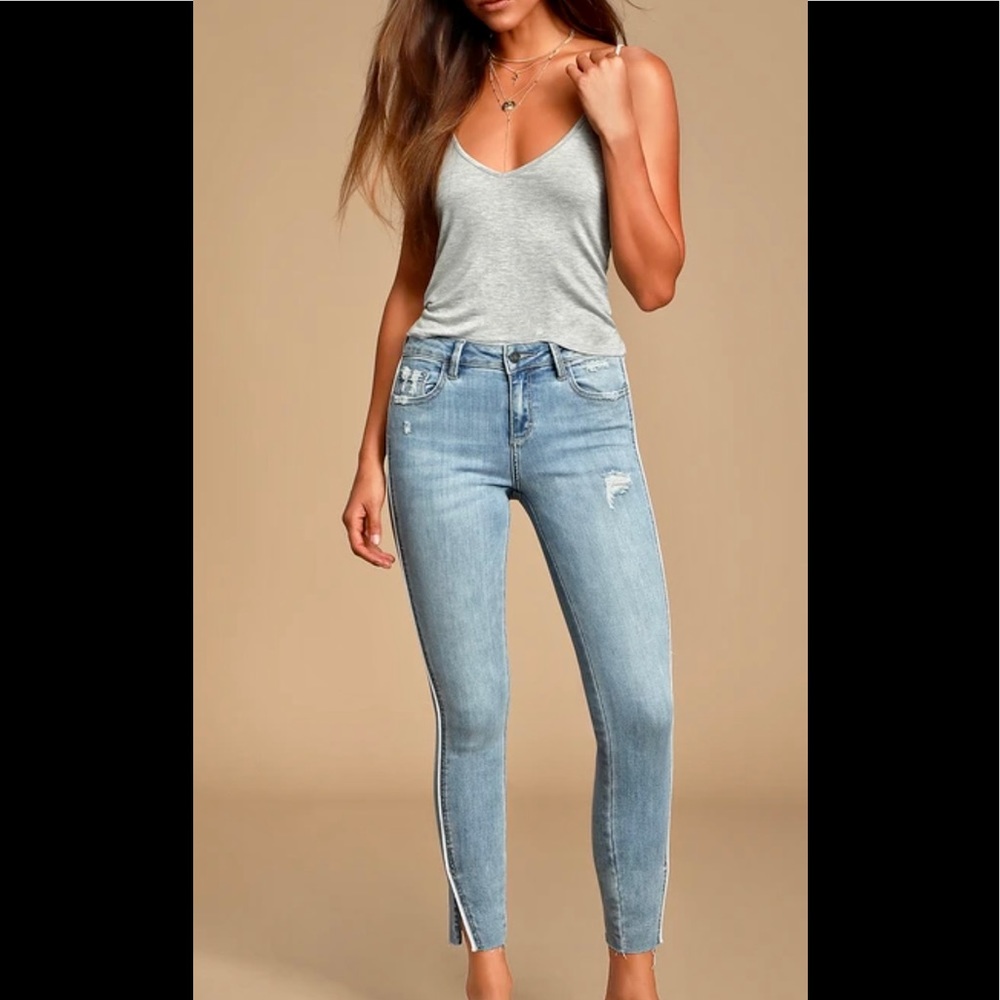 Amelia light wash denim side stripe skinny jeans by hidden
